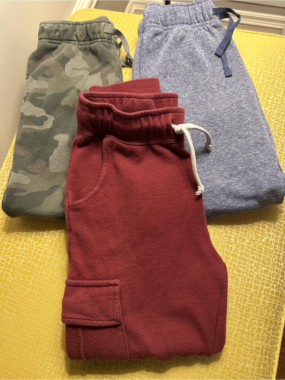 Cat & Jack Kids Sweatpants Bundle - Maroon, Gray, Camo Green